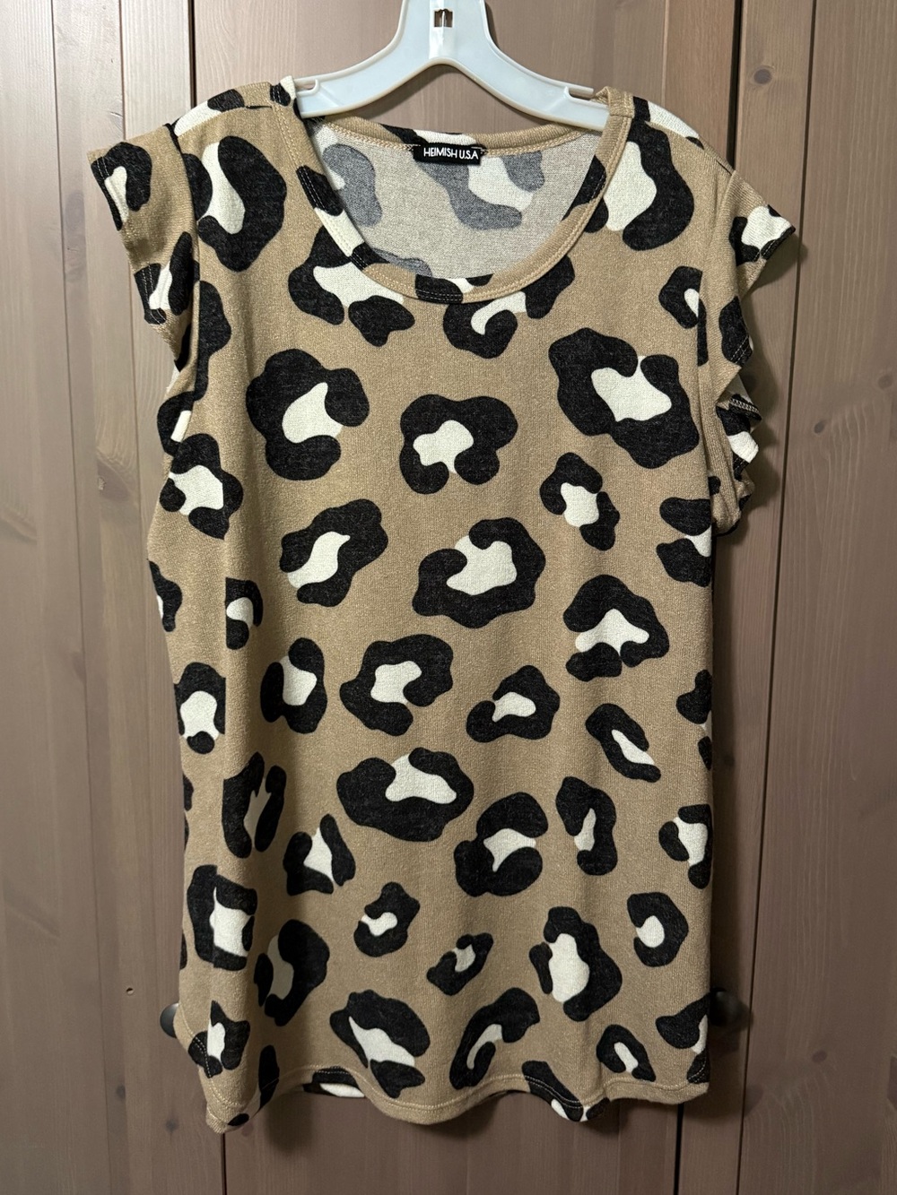 Heimish USA Leopard Print Short Sleeve Tunic Top - Brown